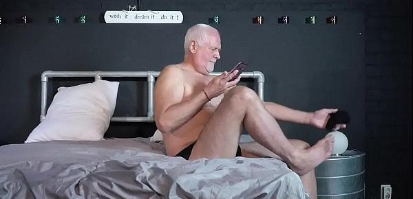  Grandpa wants to wank but step-niece comes and fucks him